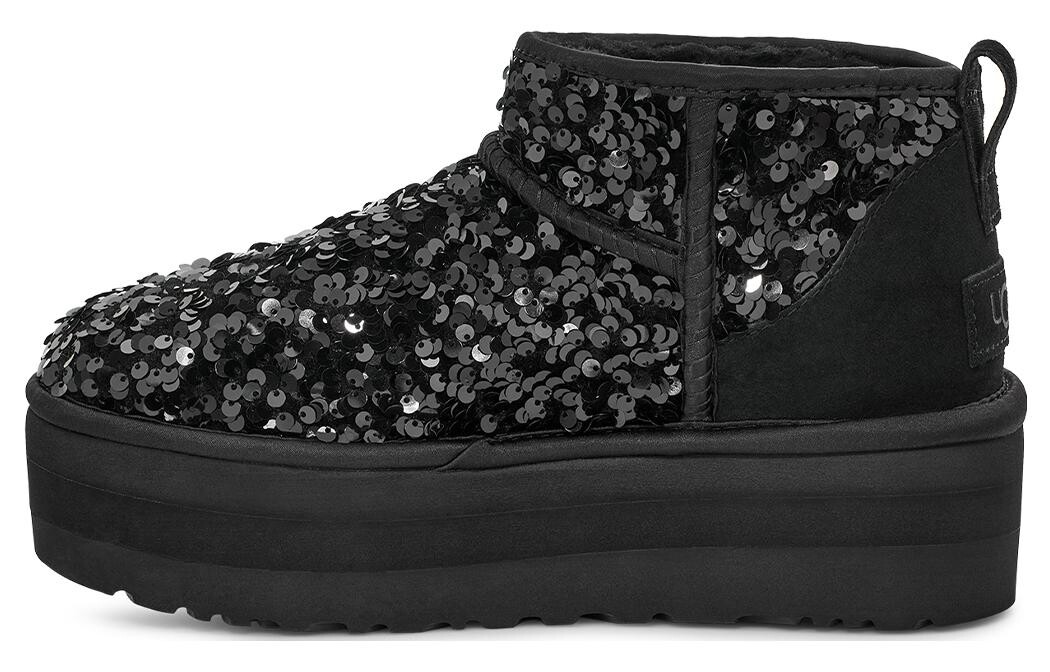 Сапоги зимние UGG с пайетками, черный