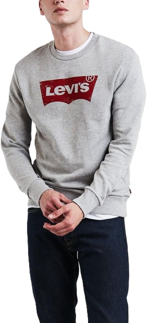 Мужская толстовка Levi's с длинными рукавами и логотипом летучая мышь, серый — фото 2