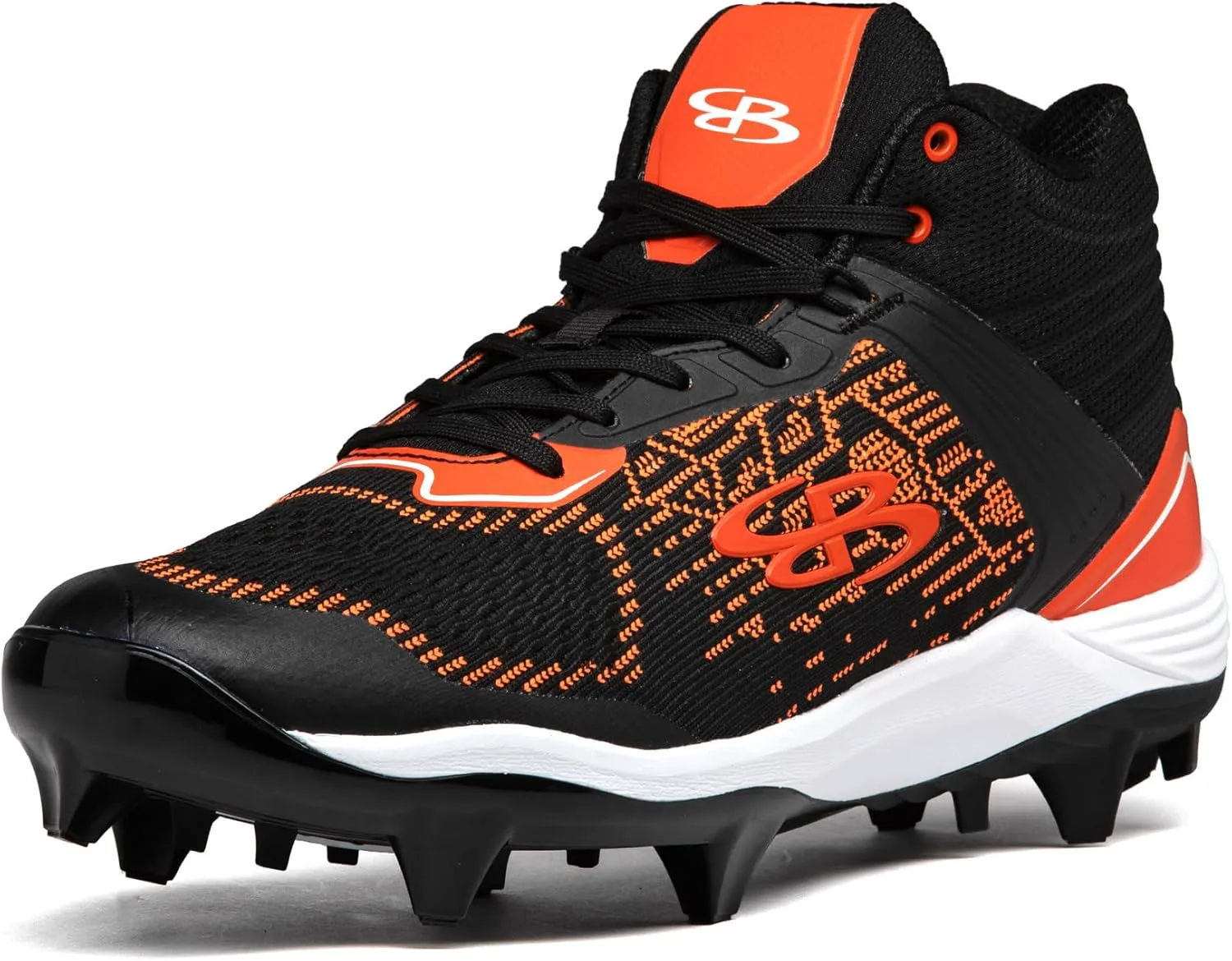 Бутсы Boombah Viper Pureknit для мужчин с формованной средней подошвой - Status - несколько цветовых вариантов - несколько размеров, черный/оранжевый — фото 3
