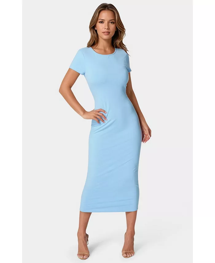 

Женское платье-макси из ребристой ткани Maxi T-Shirt Dress Bebe, синий