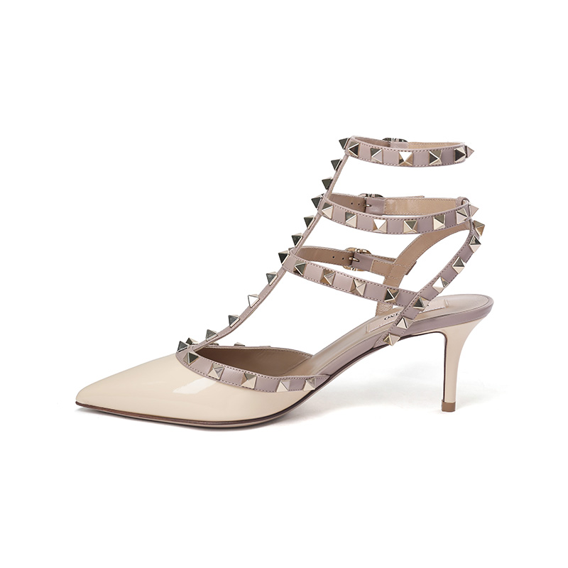 Valentino Туфли ROCKSTUD Slim Heel High Heel 6,5 см, женские, цвета слоновой кости