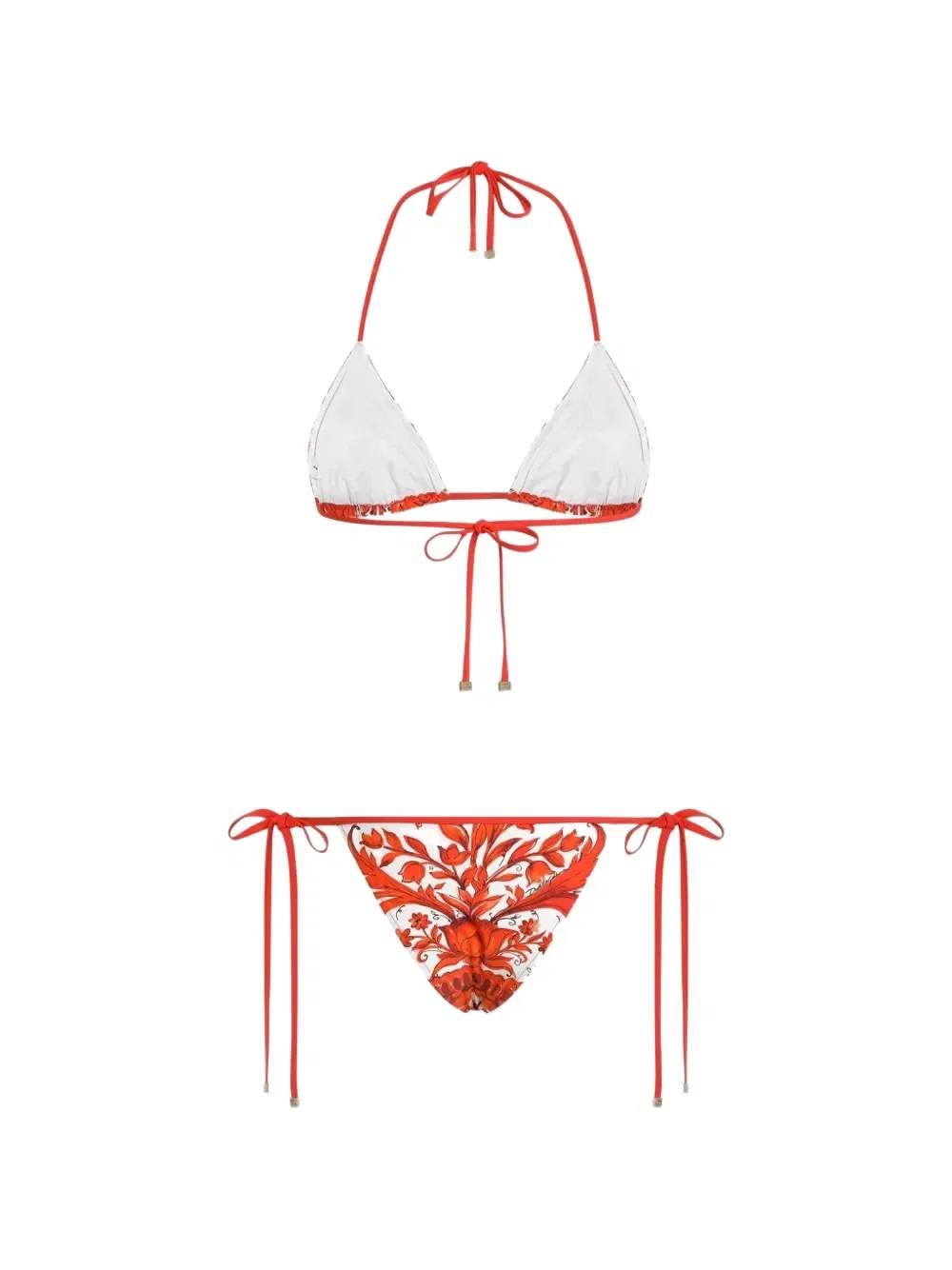 Бикини с треугольными чашками и принтом Majolica Dolce & Gabbana, оранжевый — фото 2