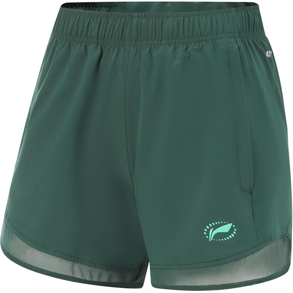 

Женские спортивные шорты для бега LiNing Running Collection тёмно-зелёного цвета