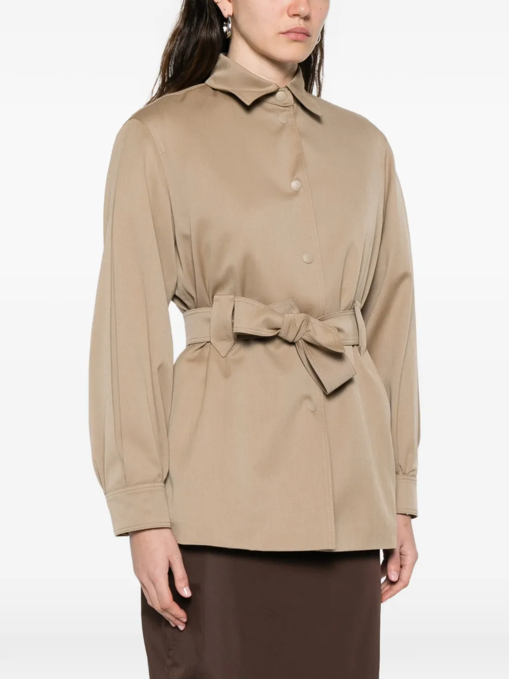 Приталенный пиджак с поясом MAX MARA, бежевый — фото 3
