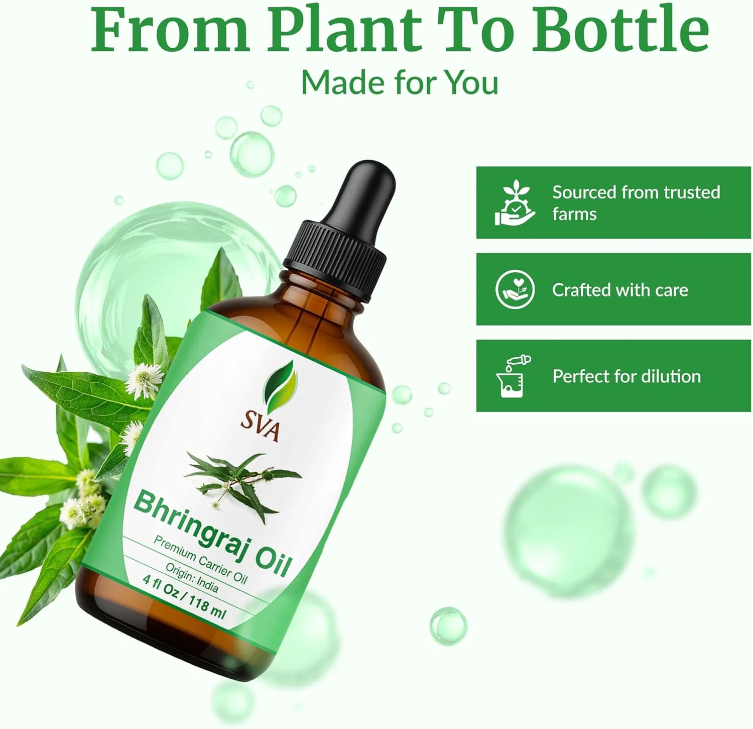 Масло брингараджа SVA ORGANICS 100% чистое и натуральное 120 мл Sva Organics — фото 4