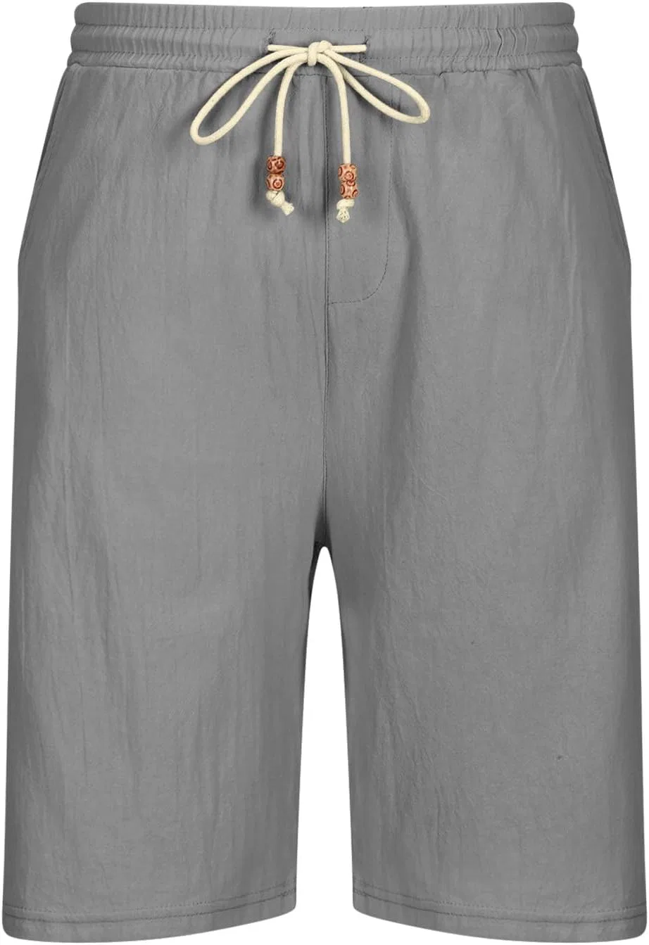 Шорты карго мужские с эластичным поясом, Cotton Linen, серые — фото 2