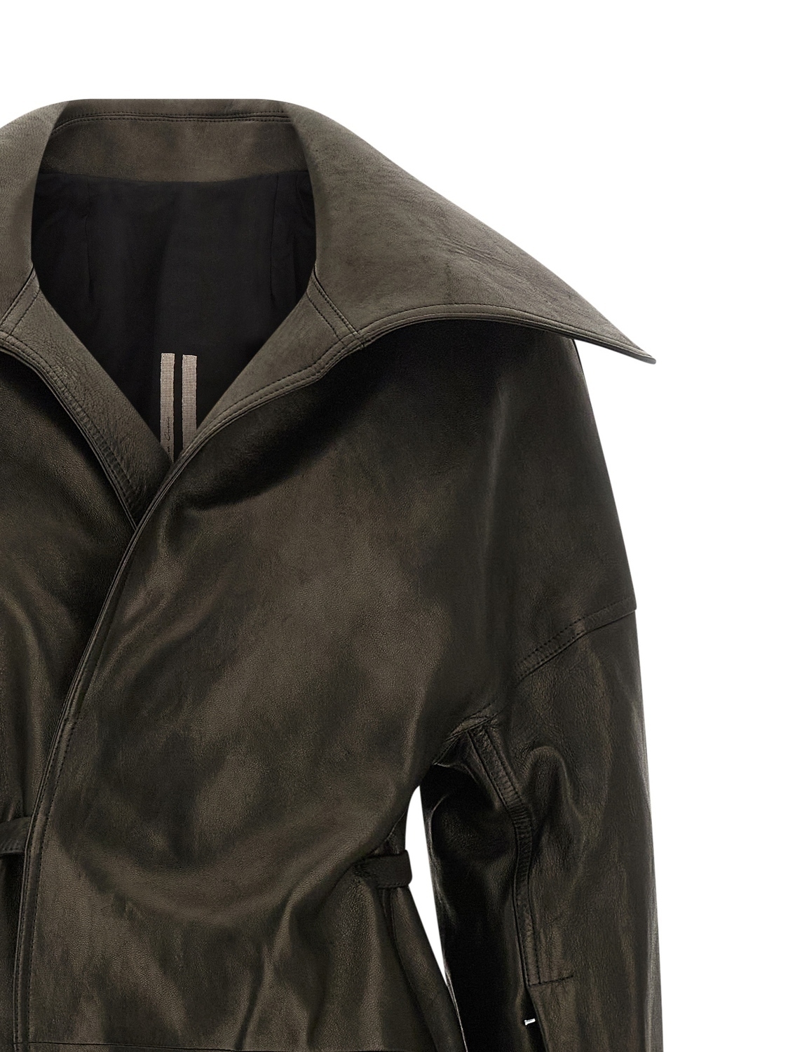Пальто с воротником Дракулы и поясом Rick Owens, черный — фото 3