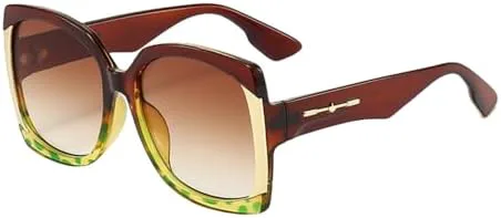 

Солнцезащитные очки 2027 квадратной формы для женщин, ретро-винтажные, большие, с градиентным переходом цвета, женские солнцезащитные очки MTZJH, Tea Flowers Tea