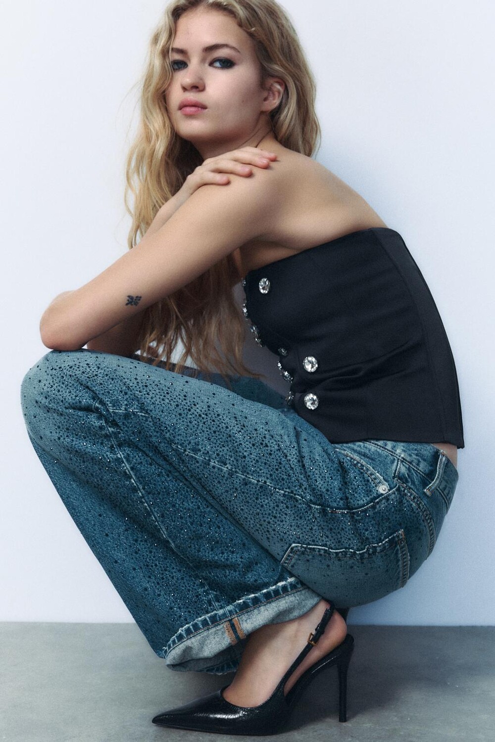 

Туфли на каблуке с текстурой ZARA, черный