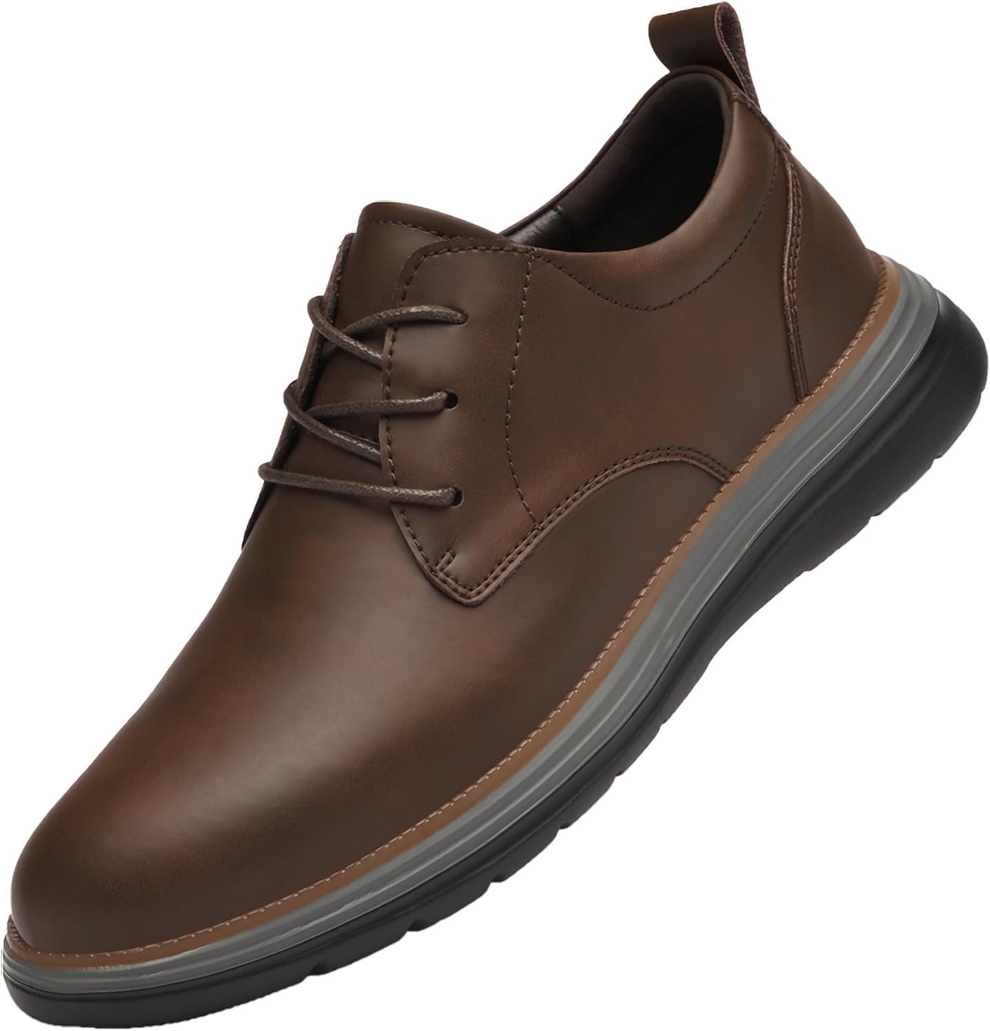 

Мужские кроссовки из кожи для повседневной носки, прогулок, с противоскользящей и износостойкой подошвой, легкие Laximu, коричневый