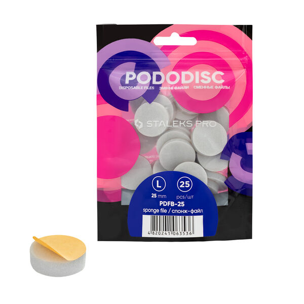 

Сменные губчатые накладки на плотный поролон для педикюрного диска L, 25 шт./1 уп. Staleks Pro Expert pododiscs pdfb-25
