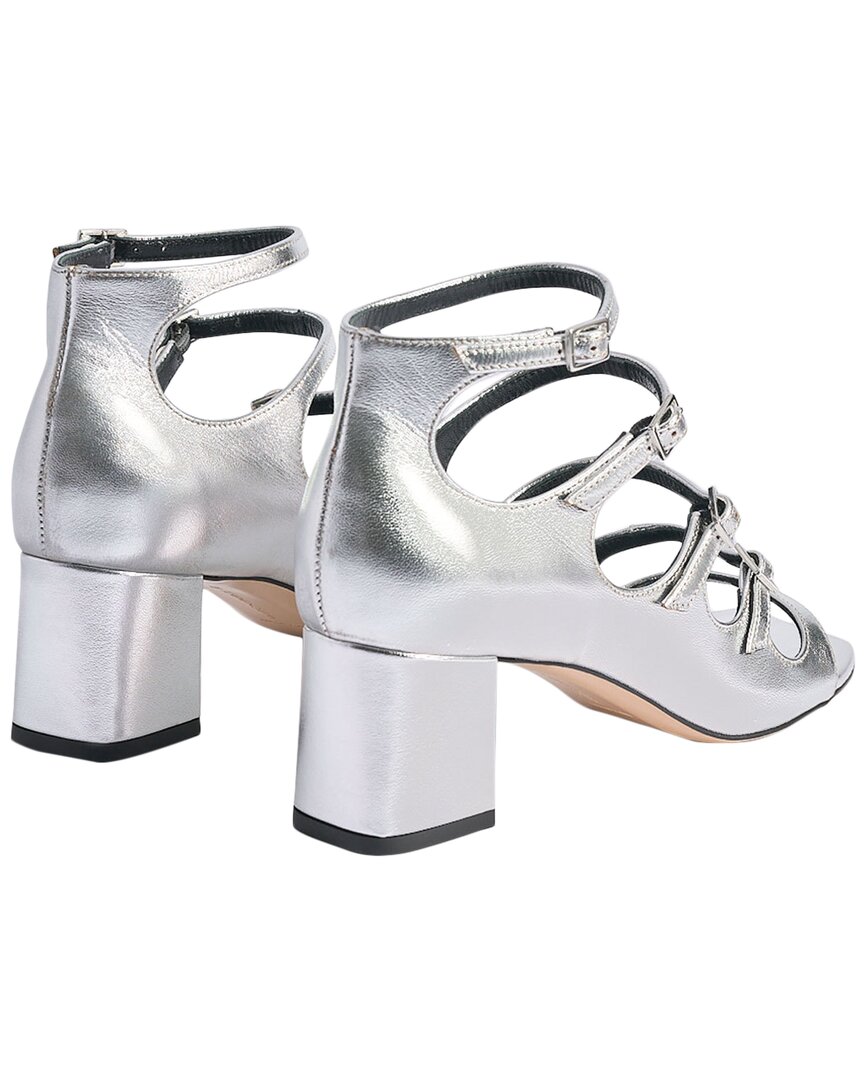 Marion Parke Francine Block Leather Sandal, серебряный — фото 2