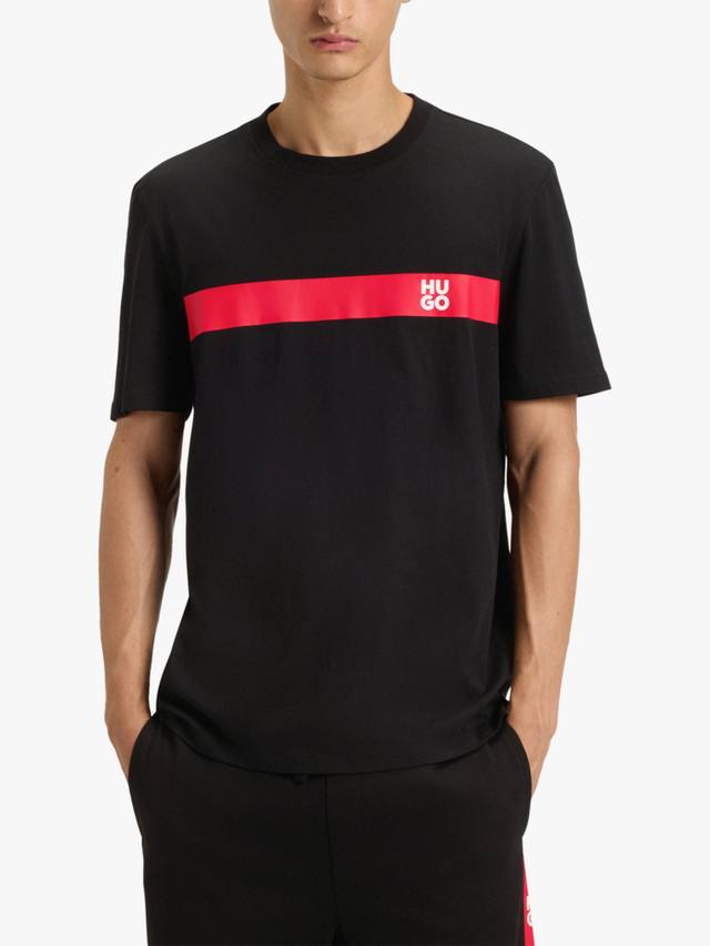 

Футболка HUGO с круглым вырезом и цветными блоками из хлопка HUGO BOSS, Black