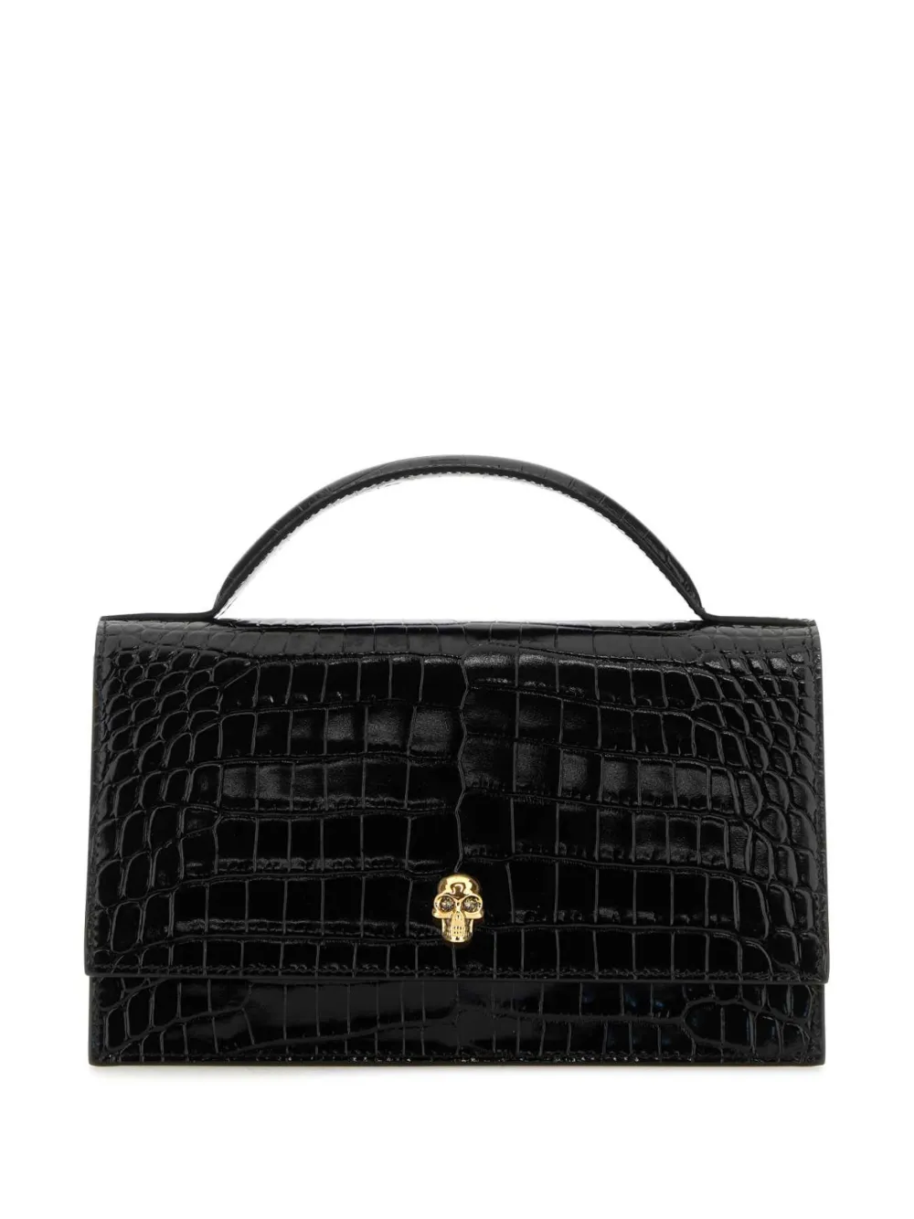 

Сумка на плечо Skull с тиснением под кожу крокодила Alexander McQueen, черный