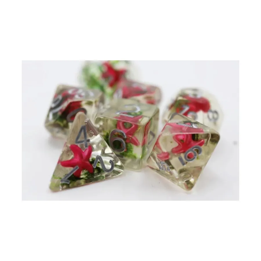 

Набор Poly — розовые морские звезды и водоросли с серебром (7), Dice Sets - Resin/Acrylic - Rainbow & Multi-Colored (Foam Brain Games)