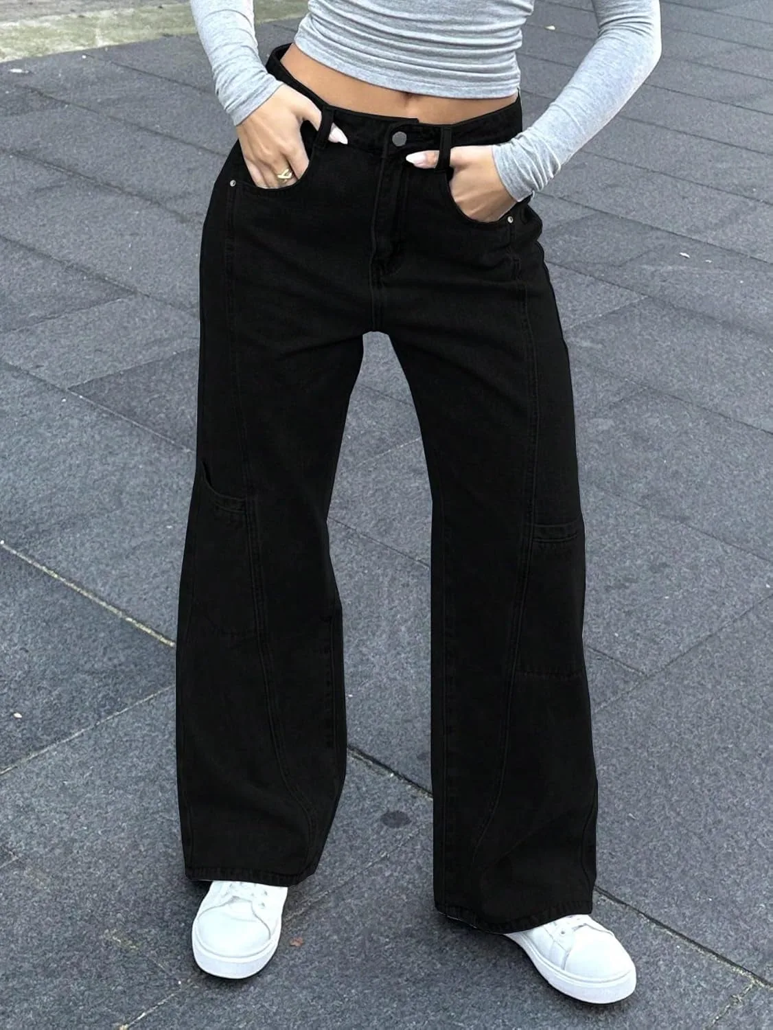 

Багги джинсы для женщин wide leg streetwear y2k low rise WGXWGX