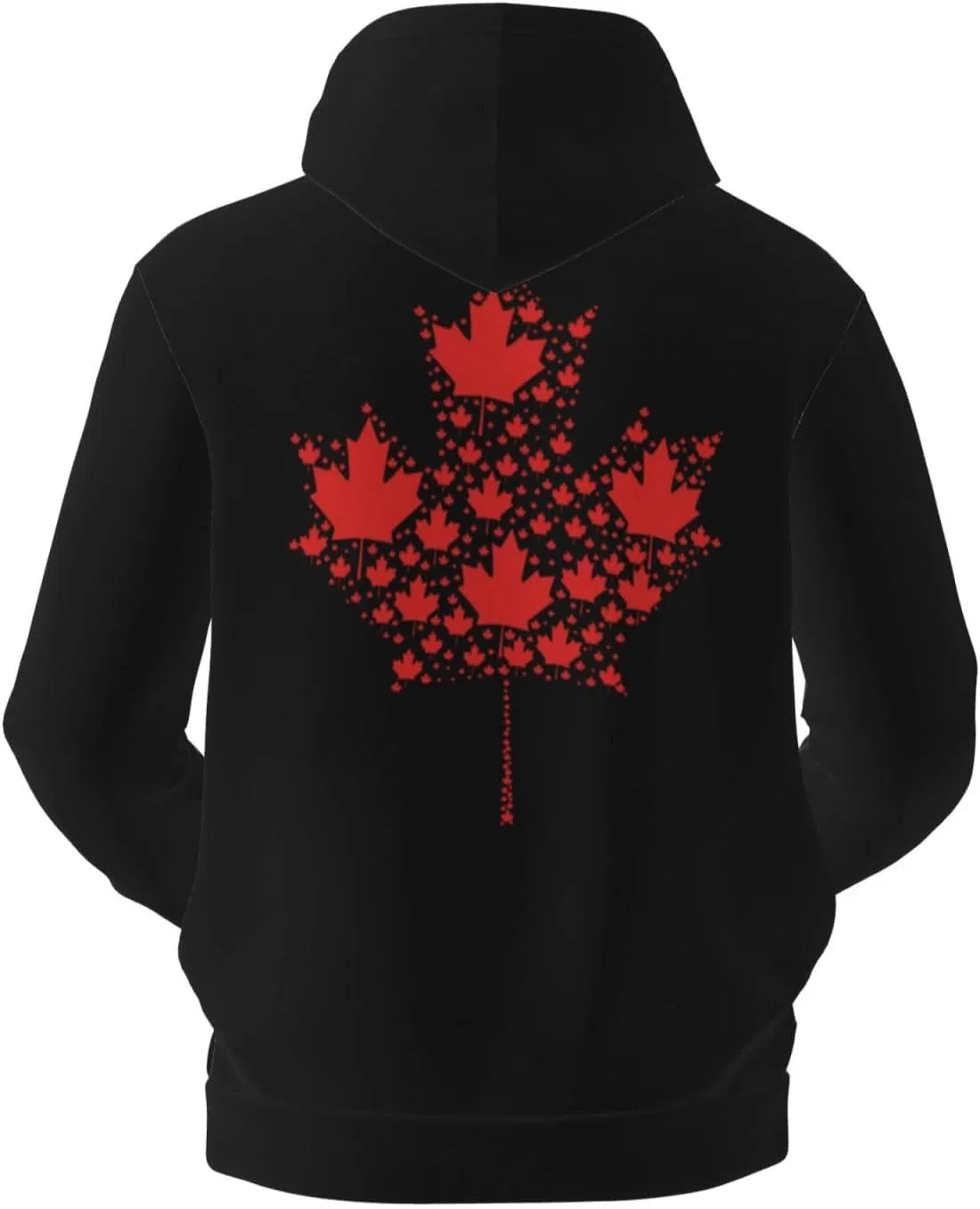 Толстовка с капюшоном Canadian Maple Leaf Flag мужская, флисовая, с карманом Generic, черный — фото 3