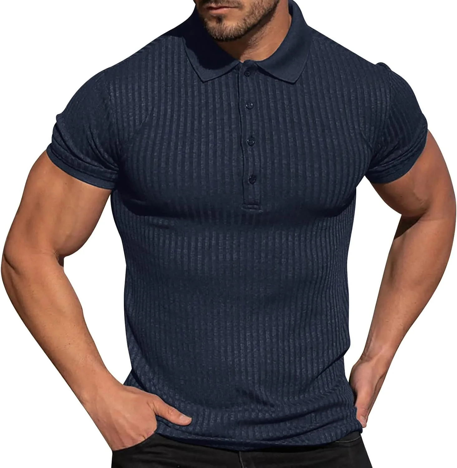 Мужская футболка-поло Ribbed Stretch Slim Fit для гольфа и тренировок
