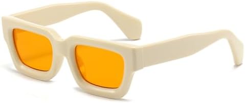 

Ретро-солнцезащитные очки 2026 года, маленькие, для женщин и мужчин, винтажные, массивные, квадратные, с толстой оправой, защита от УФ-излучения UV400 MTZJH, Beige Yellow