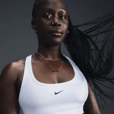

Спортивный бюстгальтер Nike Swoosh Light Support, белый/черный