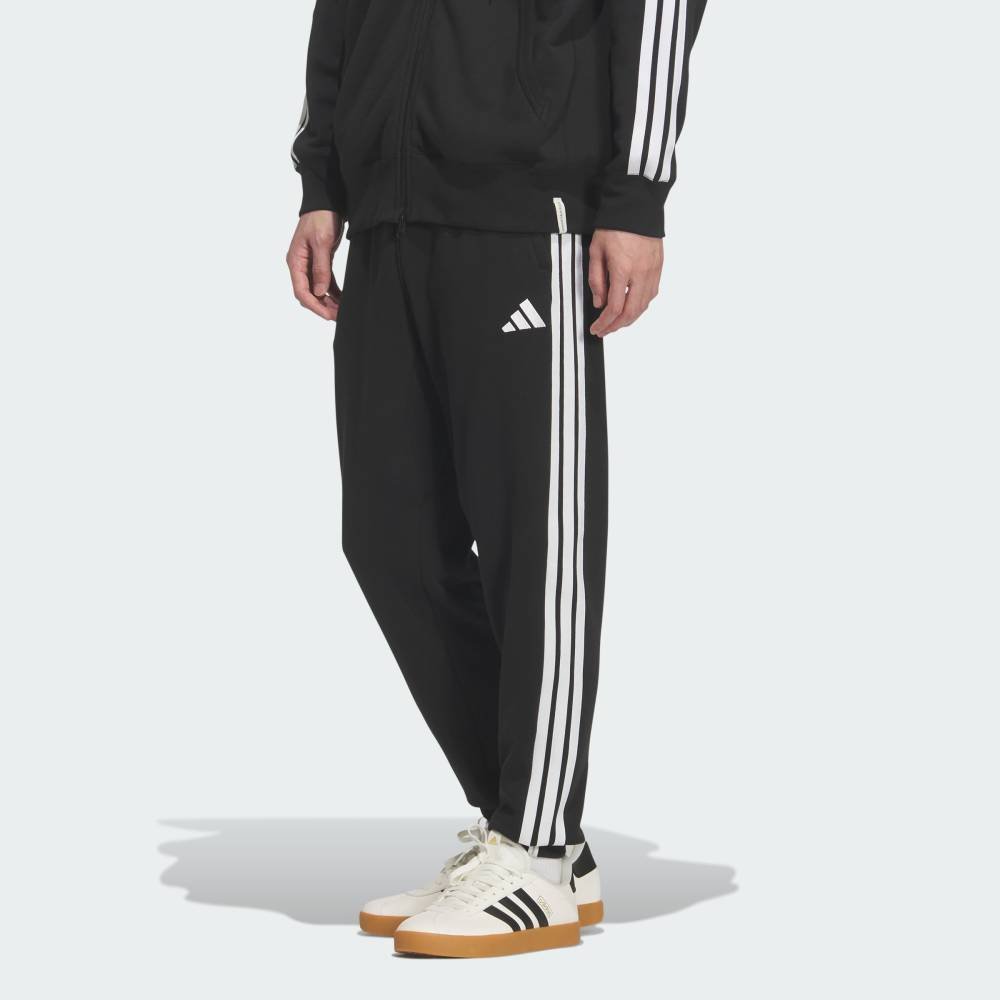 Брюки Essentials Plus Regular Fit с тремя полосками, из французского махрового трикотажа, с манжетами. Adidas, black