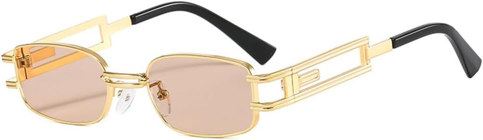 

Металлические прямоугольные солнцезащитные очки для женщин в стиле стимпанк, солнцезащитные очки для мужчин в стиле ретро, ​​панк-очки с защитой от УФ-излучения UV400 TYUVIVO, C5gold-lightbrown