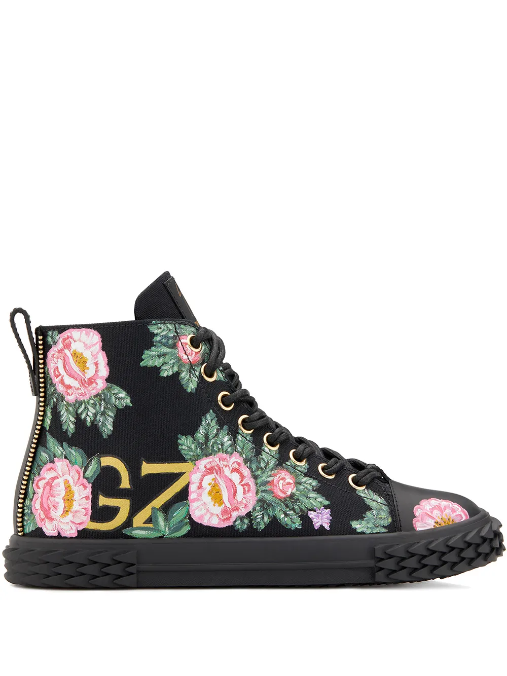 Высокие кеды с цветочным принтом Giuseppe Zanotti, черный