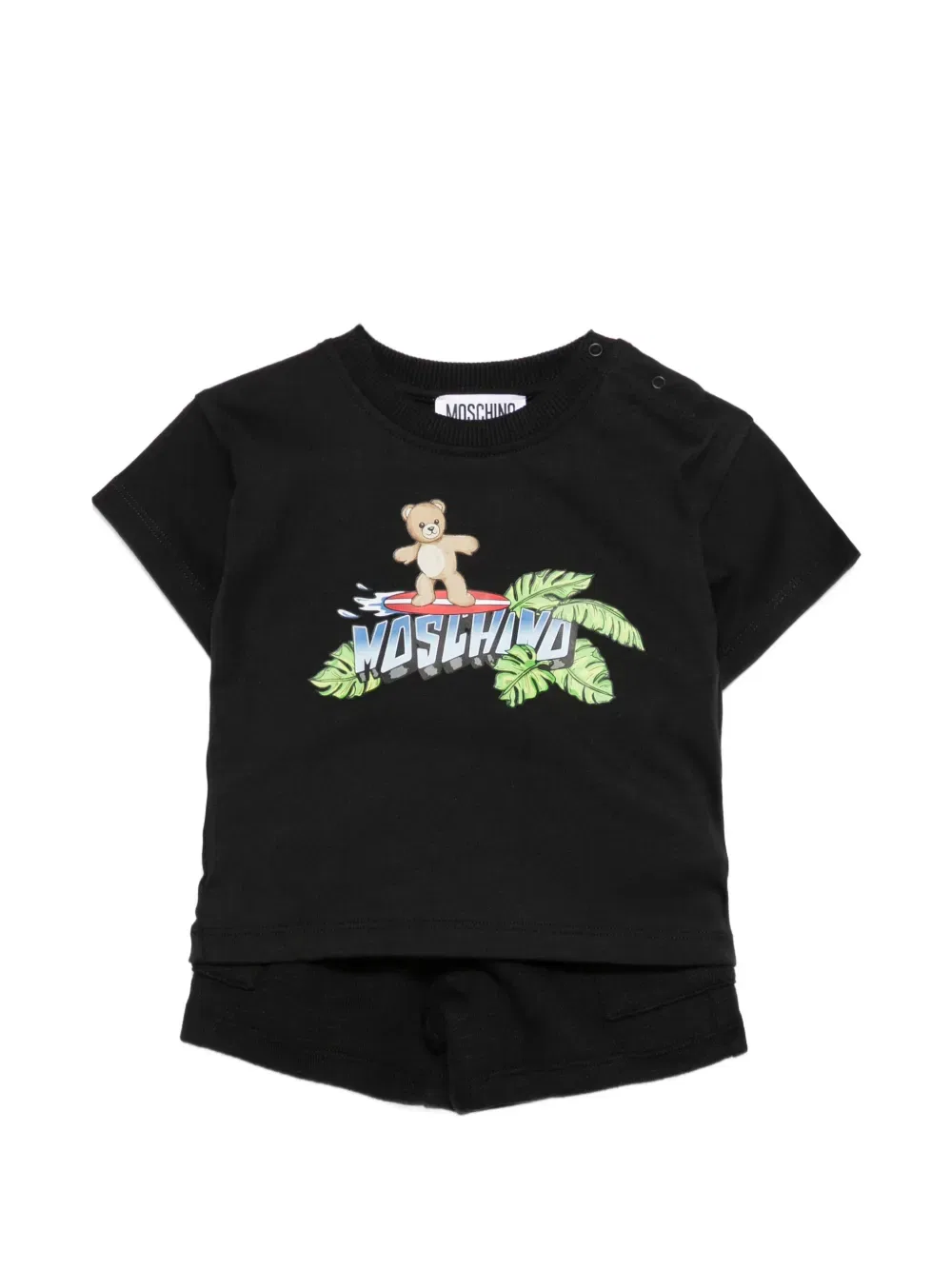 Комплект из футболки и шорт с принтом "плюшевый мишка" Moschino Kids, черный