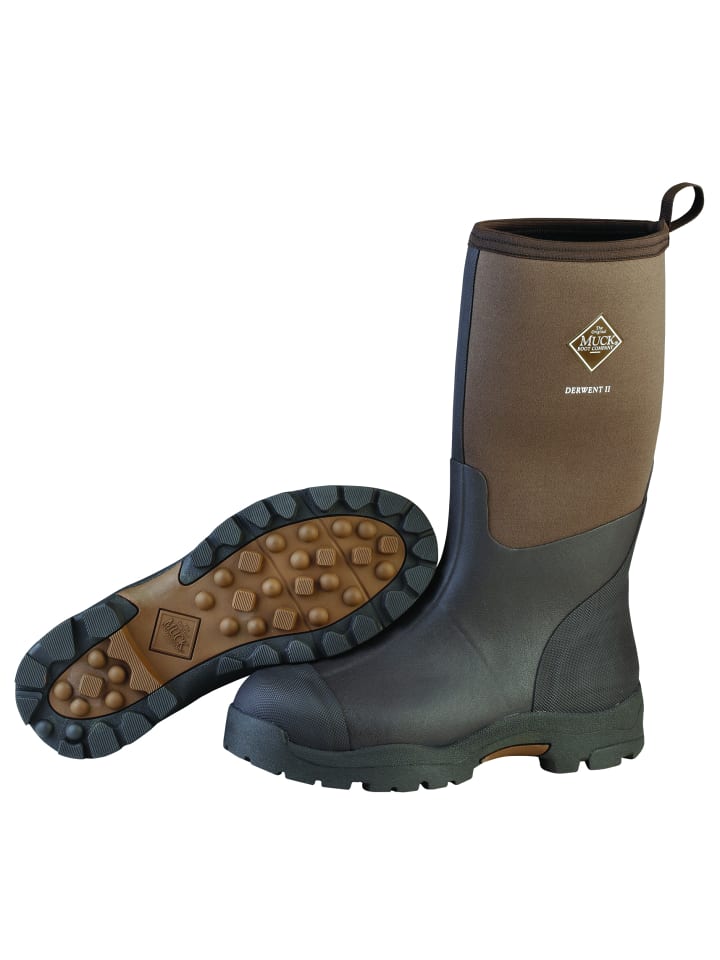 Женские резиновые сапоги Muck Boots высокие комбинированные, черно-коричневый