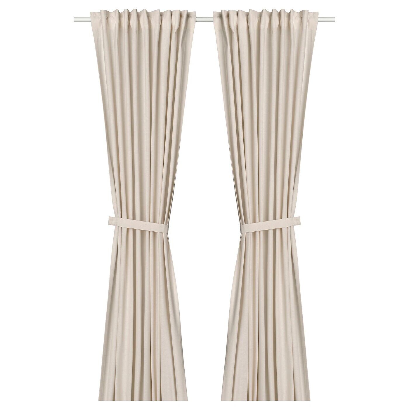 

2 шторы + подхваты, слоновой кости, 140х300 см, LENDA IKEA