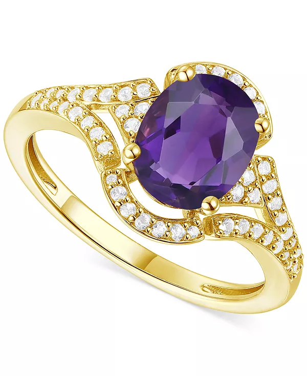 

Кольцо с открытыми камнями из серебра 14 карат с аметистом (1-1/2 карата tw) и выращенным в лаборатории белым сапфиром (1/4 карата tw) (также с другими драгоценными камнями) Macy'S, amethyst