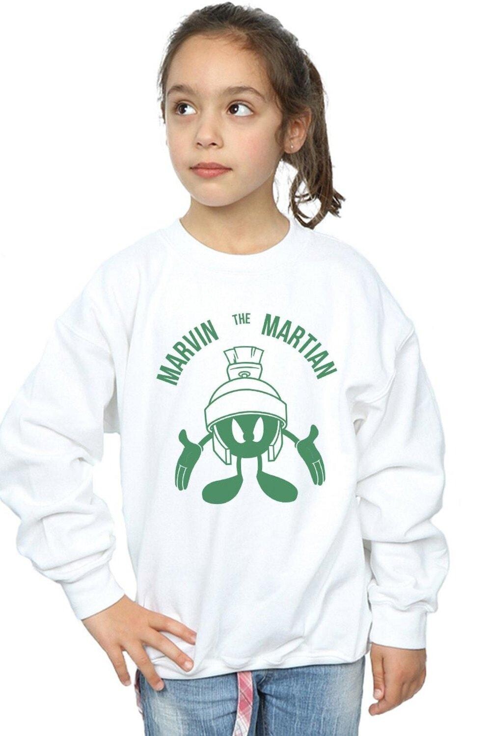 

Толстовка с большой головой Marvin The Martian Looney Tunes, белый