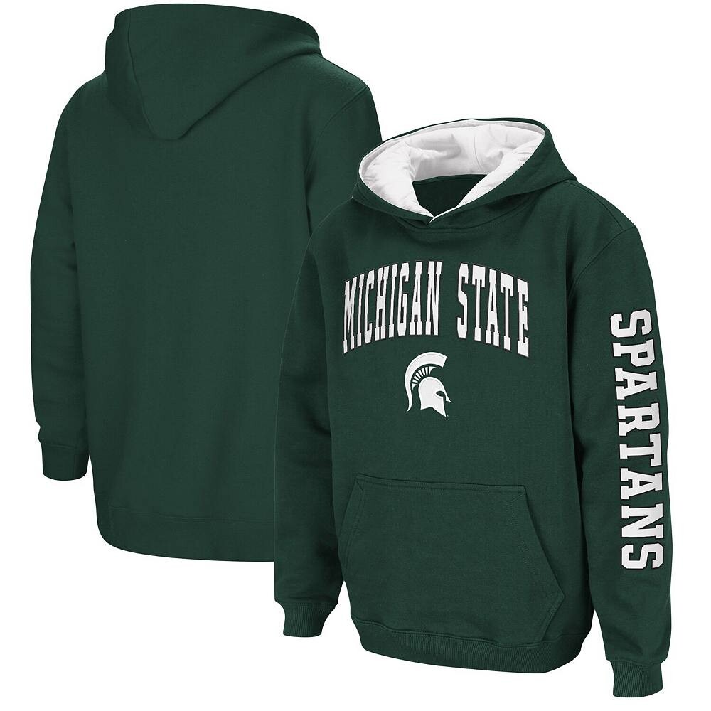 зеленый пуловер с капюшоном Youth Colosseum Michigan State Spartans 2-Hit Team, цвет Msu Green — фото 2