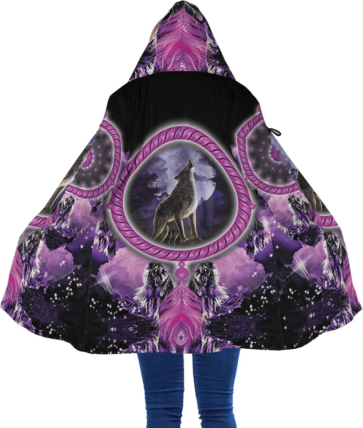 Куртка Wolf Jacket с 3D-принтом и капюшоном, мужская, теплая, плотная кашемировая куртка, зимняя парка средней длины, повседневная верхняя одежда с роговой пряжкой — фото 2