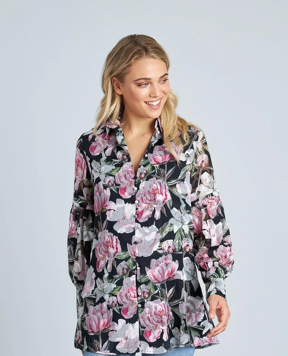 

Женская блузка с принтом, V-образным вырезом и длинными рукавами Alma en Pena, розовый