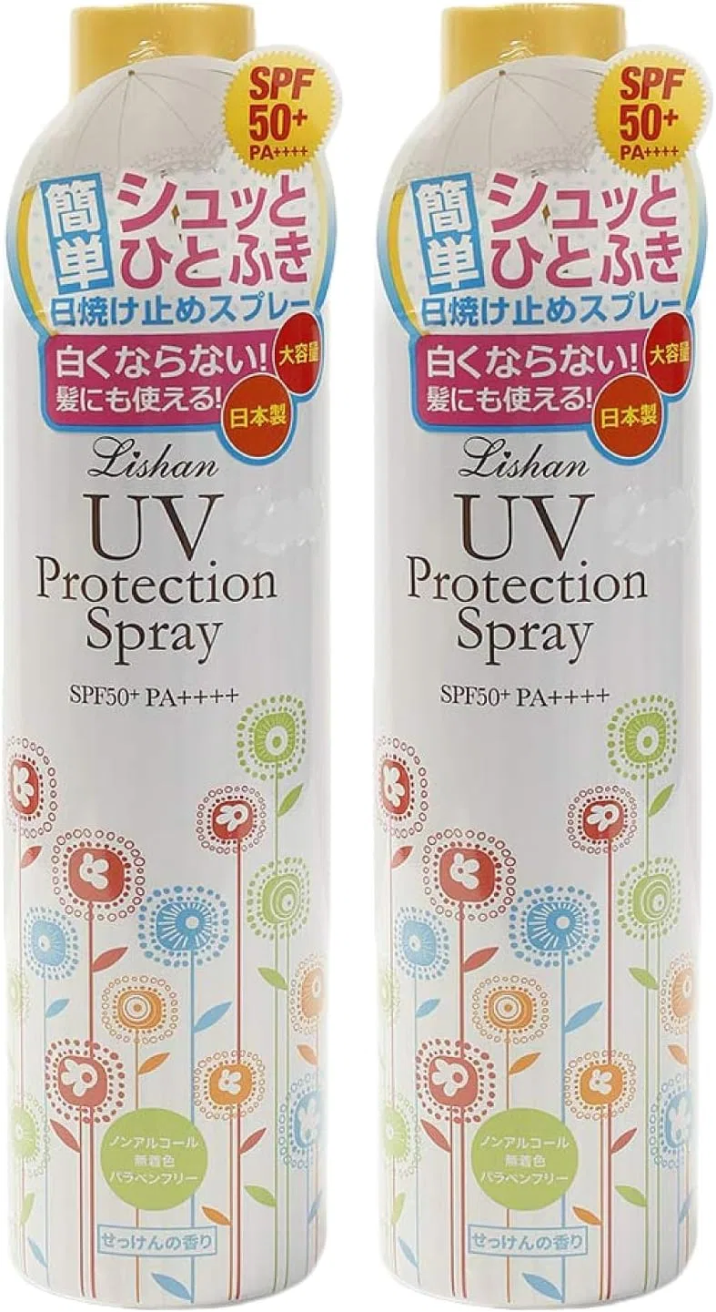 Солнцезащитный спрей SPF50+ PA++++ Lishan, 2 шт по 250 мл, мыльный аромат