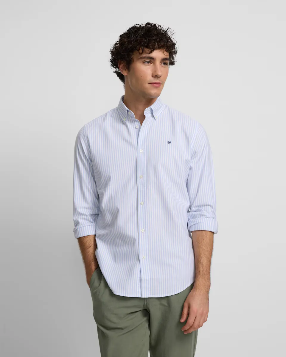 

Мужская рубашка Sport Oxford в среднюю полоску Silbon, синий