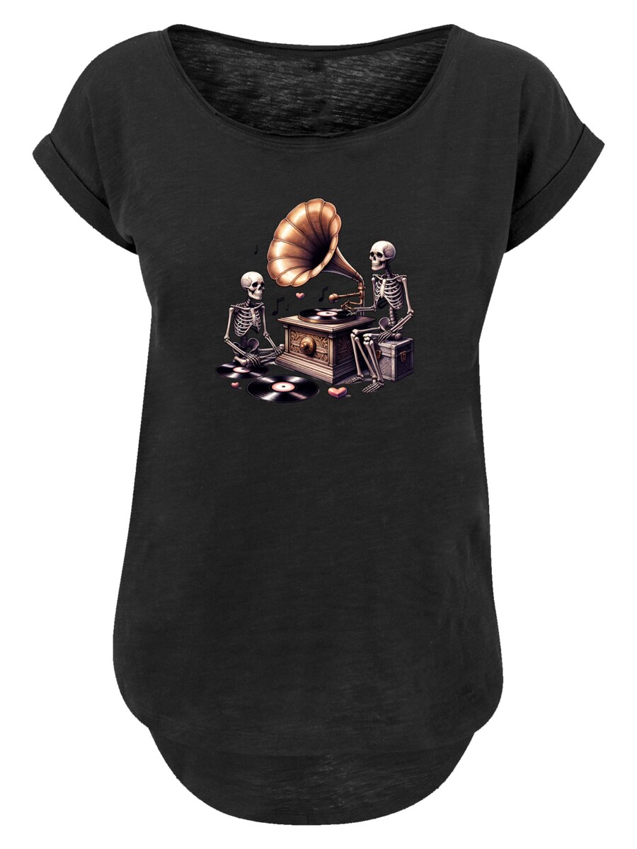

Рубашка F4NT4STIC Gothic Skeleton Vintage Vinyl Plattenspieler, черный