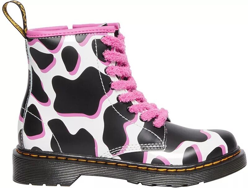 Ботинки лакированные Dr. Martens Junior с принтом, коричневый