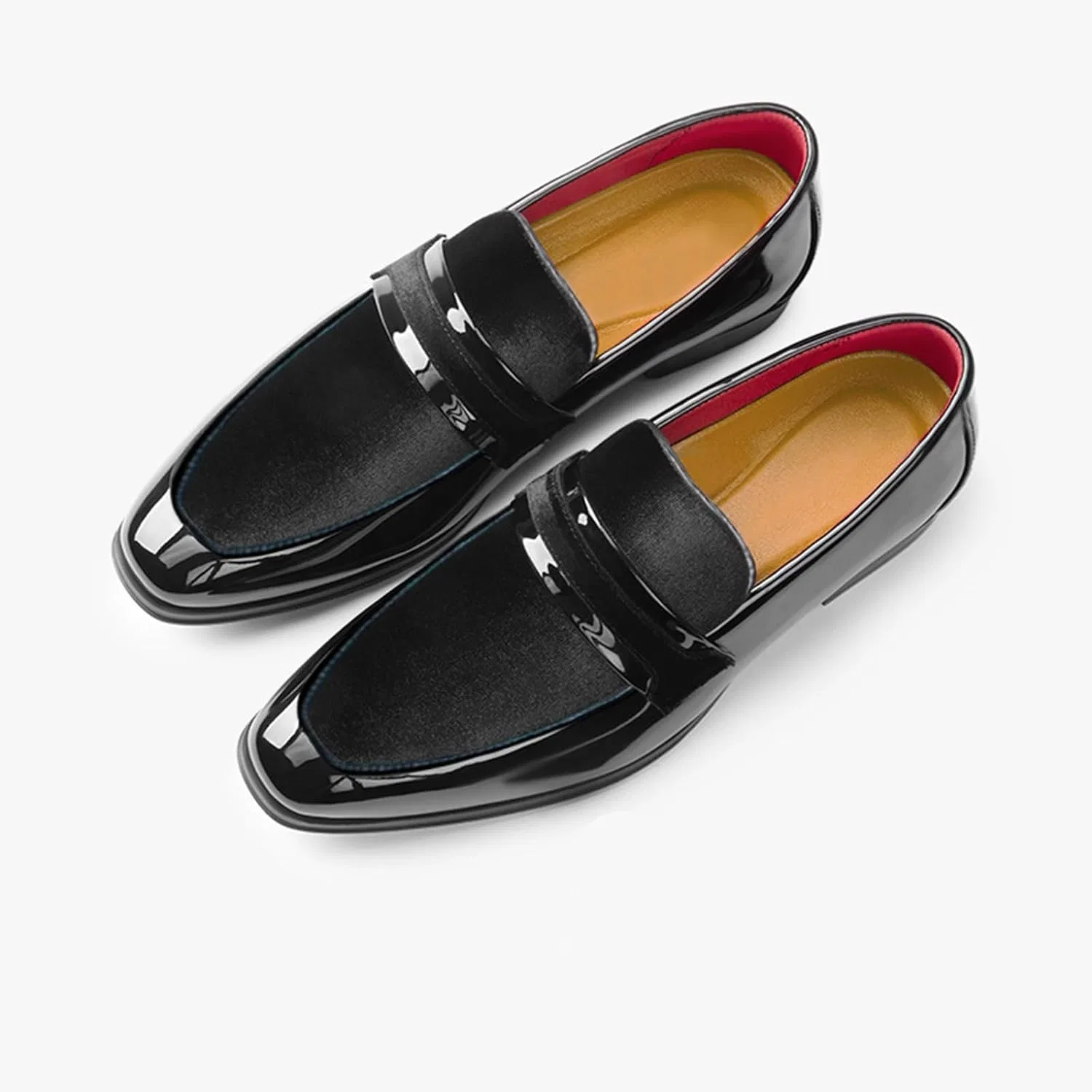 Лоферы кожаные лаковые на каблуке, Mens, классические, Black NVBUKE — фото 3