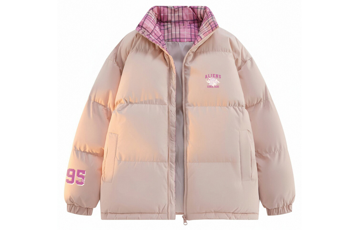 

Пуховая куртка унисекс с воротником-стойкой, утепленная пуховая куртка Disney, розовый