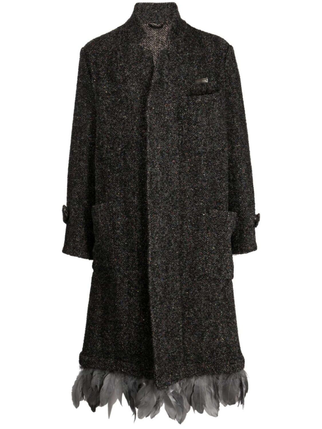 

Однобортное пальто с перьями 4SDESIGNS, серый