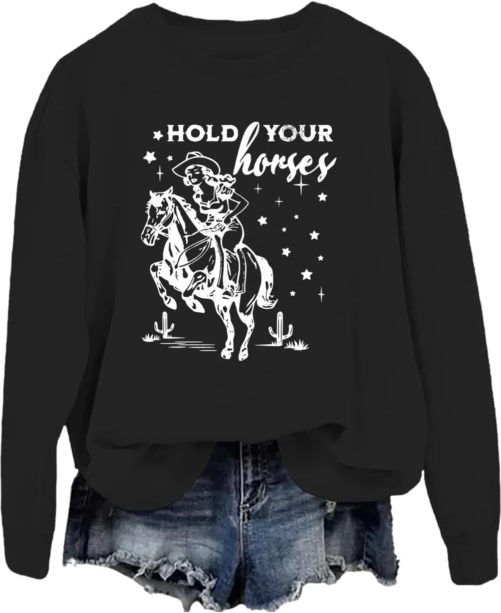 

Толстовка Hold Your Horses в стиле ретро вестерн JWVEL
