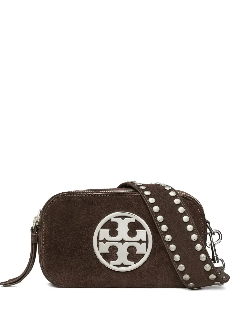 

Сумка-кроссбоди Mini Miller из замши с логотипом и заклепками Tory Burch, коричневый