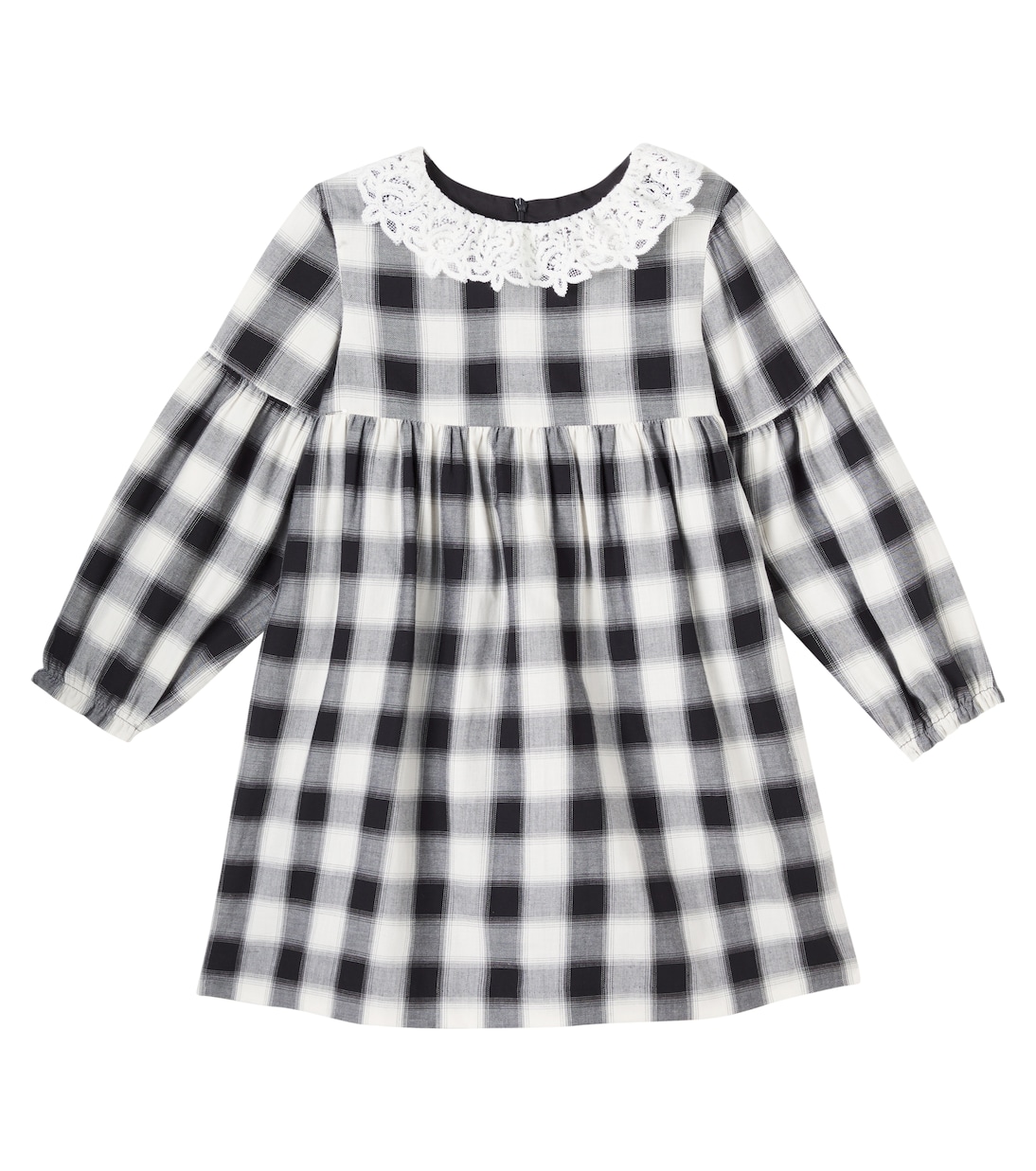 

Платье из хлопка в клетку с кружевной отделкой Tartine et Chocolat, Noir