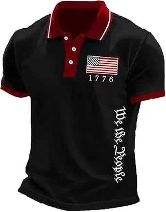 Мужская повседневная поло с коротким рукавом We The People в патриотичном стиле Fourth of July America 1776 с флагом США Generic, 03