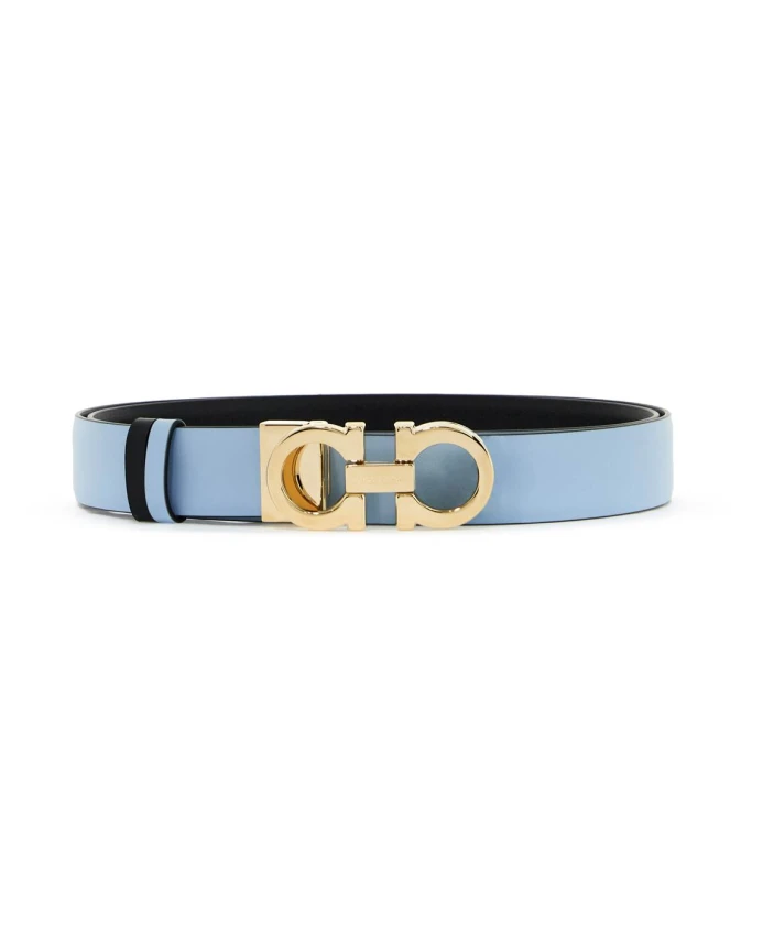 

Двусторонний кожаный ремень с застежкой ганчини. Salvatore Ferragamo, черный