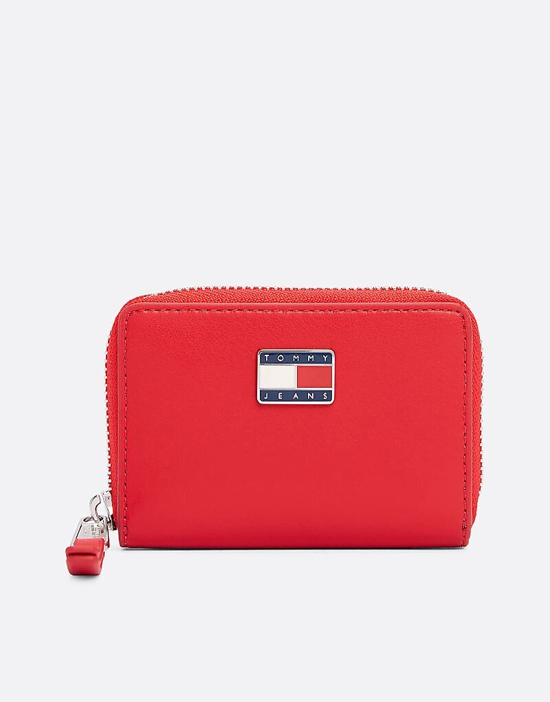 

Кошелек с логотипом на молнии ярко-красного цвета Tommy Jeans