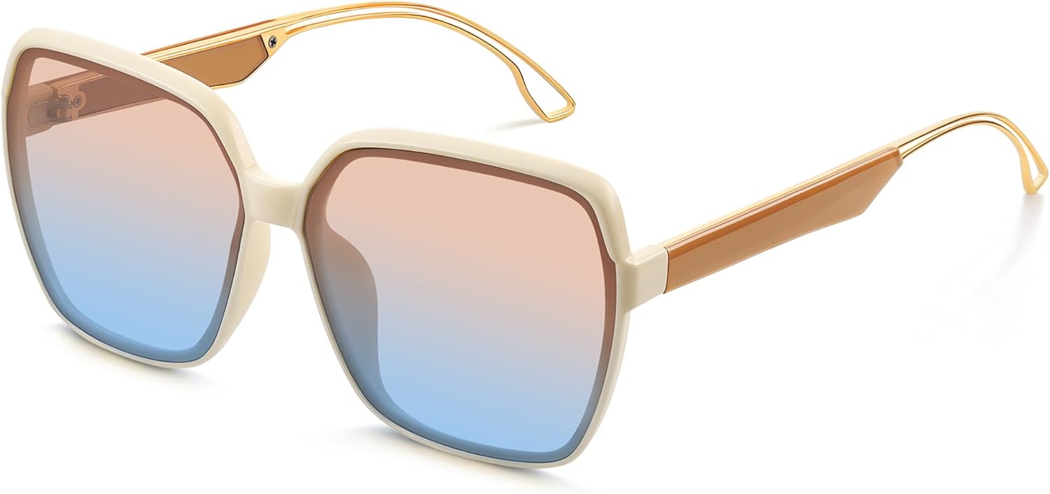 

Большие солнцезащитные очки для женщин в стиле ретро, ​​квадратные солнцезащитные очки в стиле 70-х, модные, крупные, широкие, с защитой от УФ-излучения ELITERA, A1-whiteblue