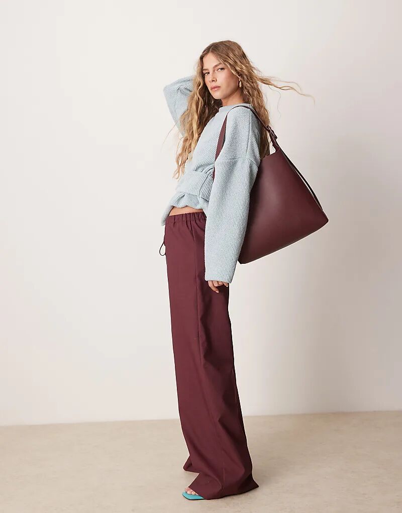

Приталенные широкие брюки сливового цвета ASOS DESIGN